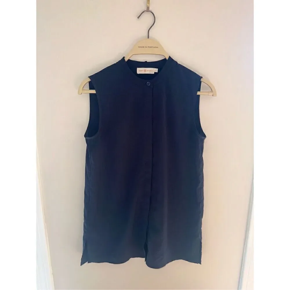 Tory Burch Navy Sleeveless Blouse Size 0